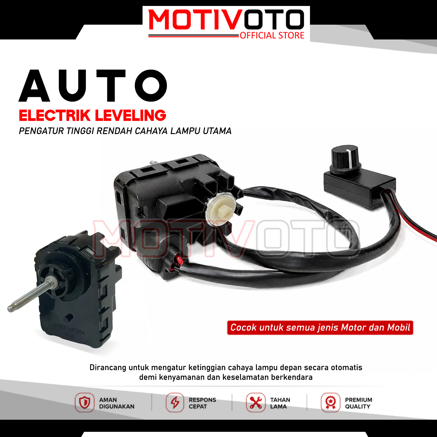 Elektrik Leveling Biled Auto Leveling set Dinamo Tombol Putar atur Naik Turun Lampu Depan Projector Projie Biled Aes Turbo Leveling Electric otomatis bisa untuk Motor dan Mobil Anti Macet Waterproof