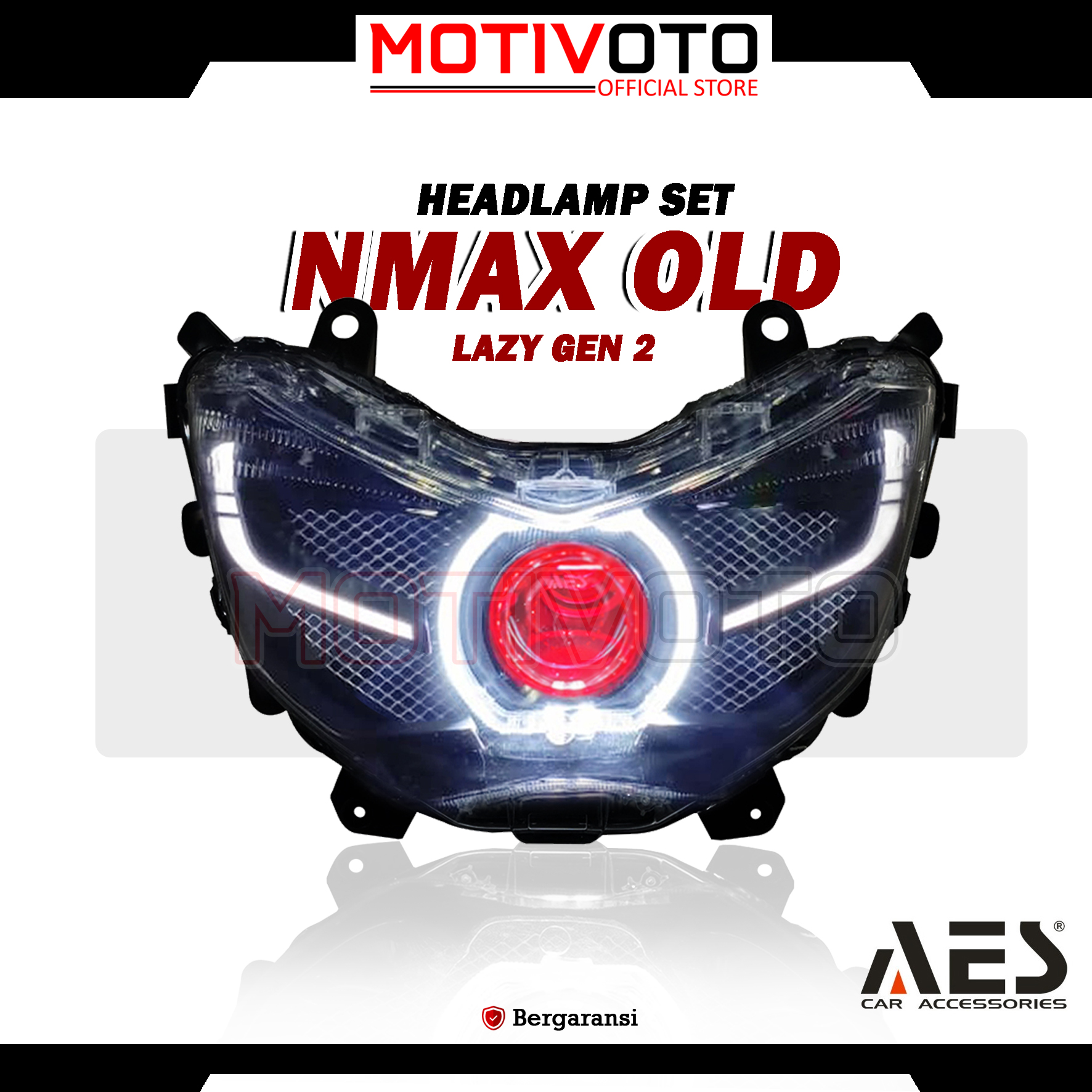 Headlamp Projie BiLED AES Nmax Old Lazy Gen 2 + Saklar PNP Lampu Depan Bi-LED AES Turbo SE Experience 2.5inch 60Watt Yamaha Nmax Old 2DP 2014-2019 with Exhaust Fan RGB
